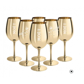 Set de 6  MOËT & CHANDON VERRES À CHAMPAGNE DORÉS