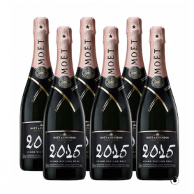 MOËT & CHANDON GRAND VINTAGE ROSÉ 2015 SOUS COFFRET lot de 6