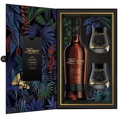 Zacapa Edition Negra Coffret Floral 2 verres - 70cl -40