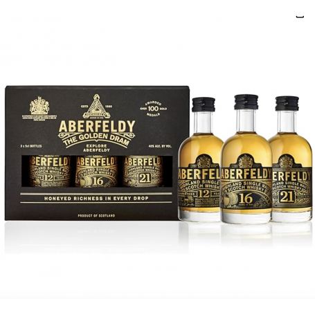 Aberfeldy Highland Scotch Single Malt Whisky Coffret Dégustation, 12, 16 & 21 ans, 40 % vol., 3 x 5cl/50ml