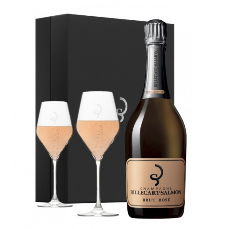 Champagne Billecart-Salmon Le Rosé | Coffret Brut Rosé + 2 flûtes | Bouteille 75CL - bouteille + flûtes