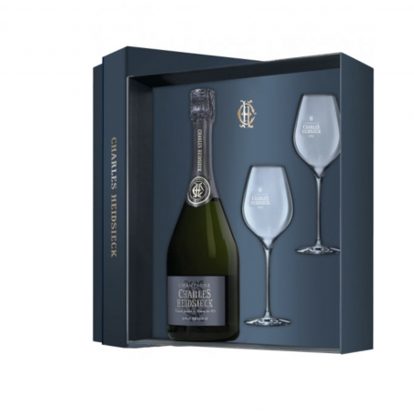 Champagne Charles Heidsieck Coffret Brut Réserve + 2 flûtes | Bouteille 75CL - bouteille + flûtes