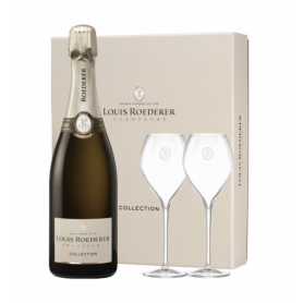 Champagne Louis Roederer Coffret Collection 245 + 2 flûtes | Bouteille 75CL - bouteille + flûtes