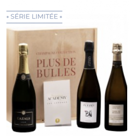 Champagne Plus de Bulles Plus de Bulles Coffret Champagne Academy - Les Cépages (2e édition) | Bouteille 75CL - Caisse bois