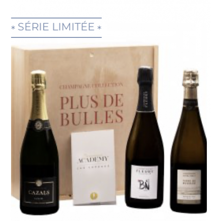 Champagne Plus de Bulles Plus de Bulles Coffret Champagne Academy - Les Cépages (2e édition) | Bouteille 75CL - Caisse bois